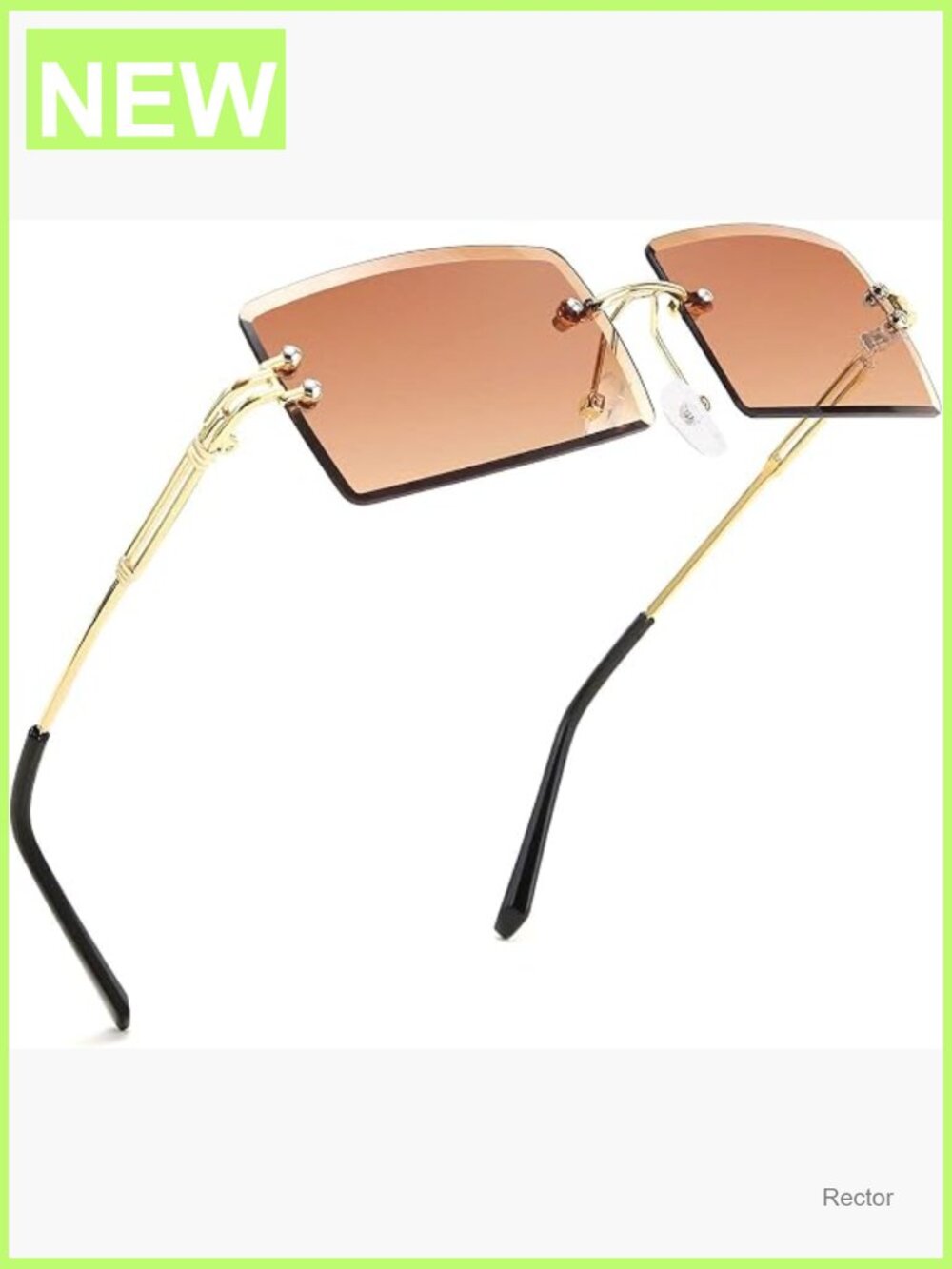 Vintage Rimless Sunglasses Rectangle Frameless Candy Color Glasses